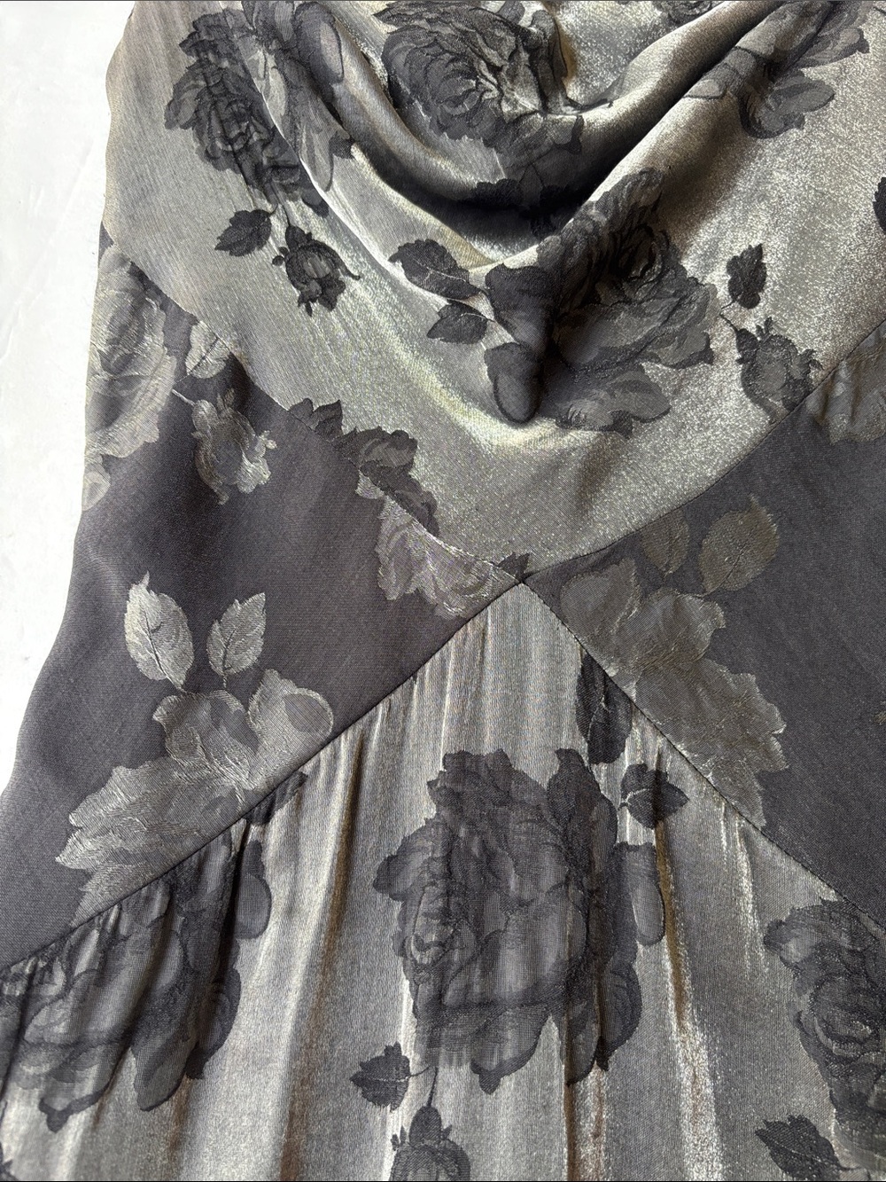 Vintage 90’s Cowl Neck Formal Evening Maxi Dress 4 Floral Rose Burnout Y2K Long - Picture 5 of 17